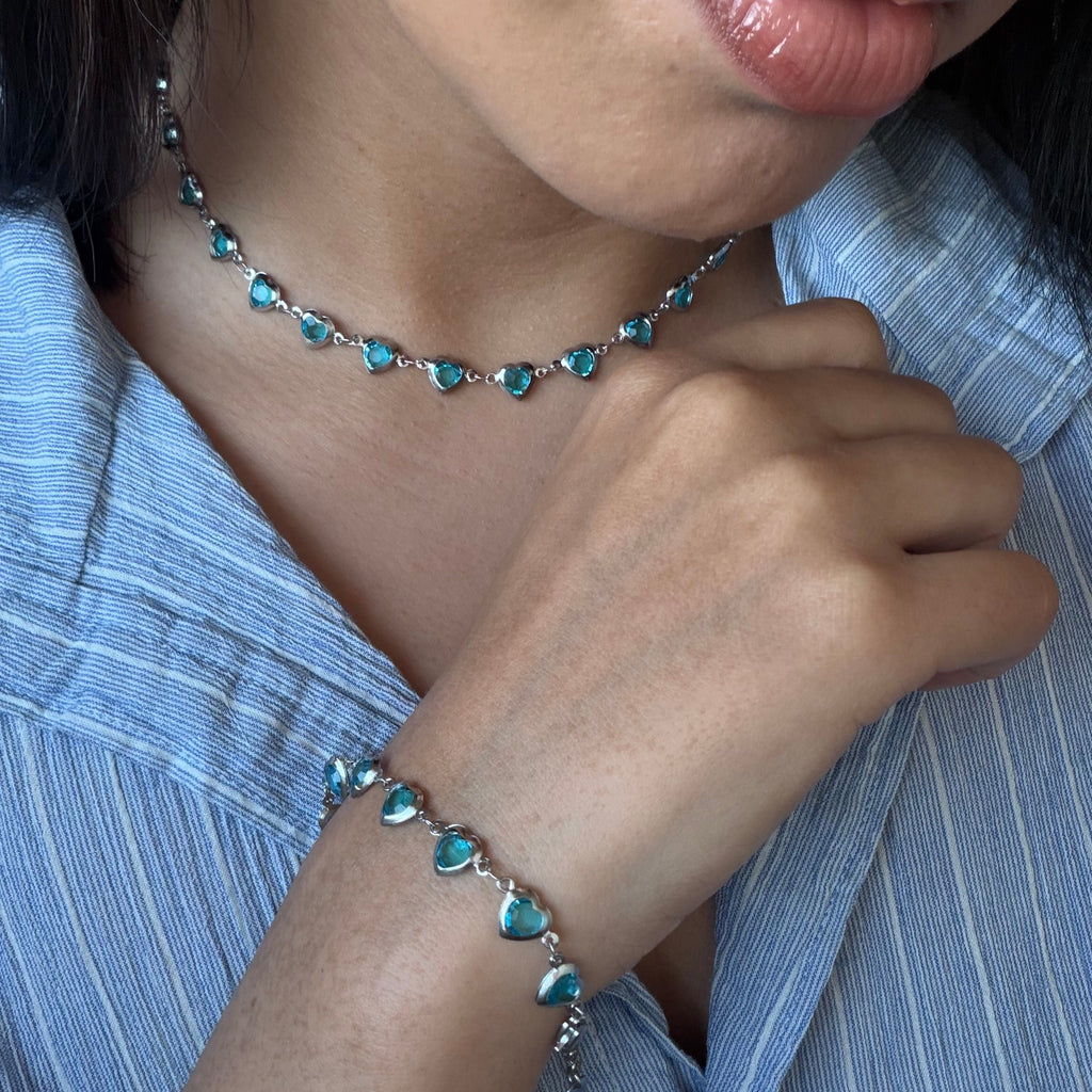 Parure Bracelet & Collier Blue Love