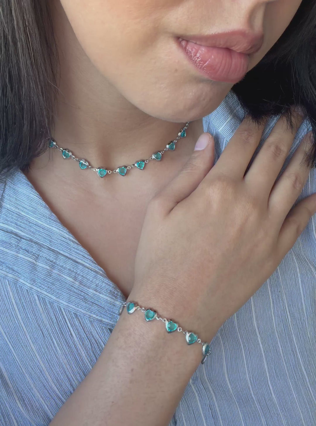 Parure Bracelet & Collier Blue Love